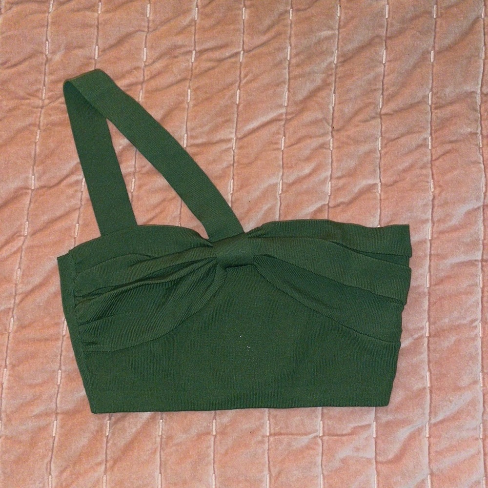 green one strap crop top